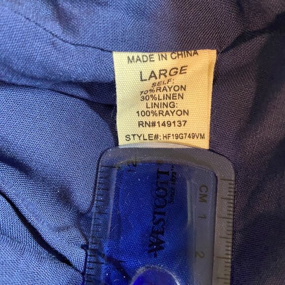 Fashion on Earth Womens Mini Skirt Large Blue Button-Front 90s Chic Rayon Linen - Picture 5 of 8